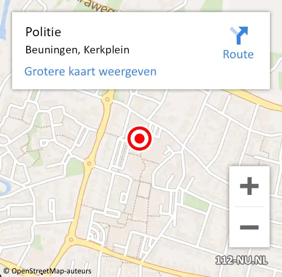 Locatie op kaart van de 112 melding: Politie Beuningen, Kerkplein op 14 december 2022 15:14