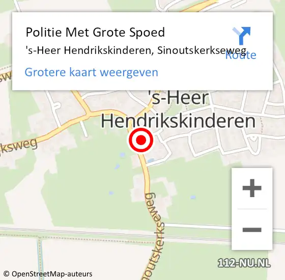 Locatie op kaart van de 112 melding: Politie Met Grote Spoed Naar 's-Heer Hendrikskinderen, Sinoutskerkseweg op 14 december 2022 15:17