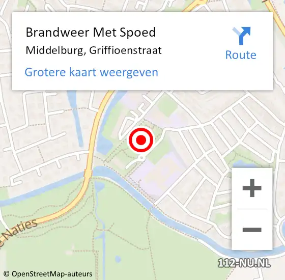 Locatie op kaart van de 112 melding: Brandweer Met Spoed Naar Middelburg, Griffioenstraat op 14 december 2022 15:34