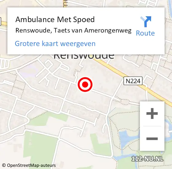 Locatie op kaart van de 112 melding: Ambulance Met Spoed Naar Renswoude, Taets van Amerongenweg op 8 augustus 2014 11:30