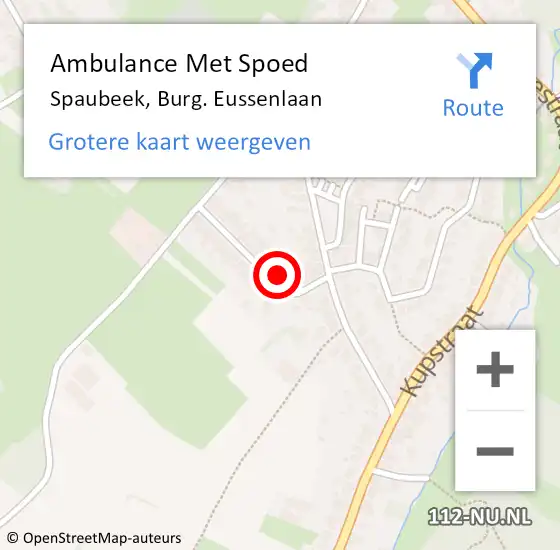 Locatie op kaart van de 112 melding: Ambulance Met Spoed Naar Spaubeek, Burg. Eussenlaan op 8 augustus 2014 11:33