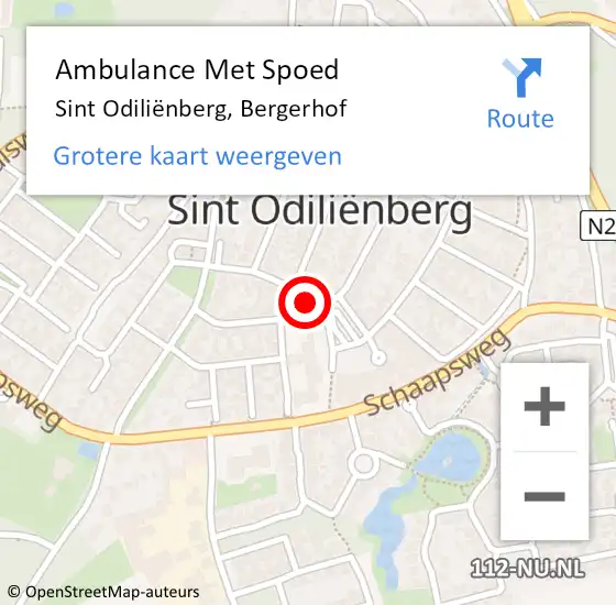 Locatie op kaart van de 112 melding: Ambulance Met Spoed Naar Sint Odiliënberg, Bergerhof op 14 december 2022 16:06