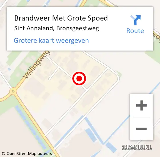 Locatie op kaart van de 112 melding: Brandweer Met Grote Spoed Naar Sint Annaland, Bronsgeestweg op 14 december 2022 16:22