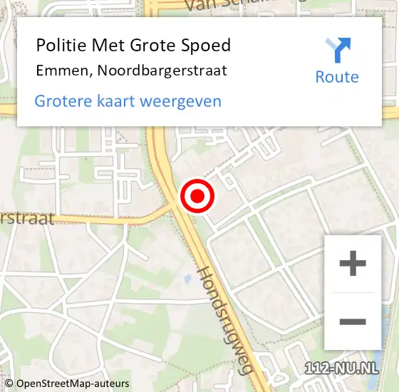 Locatie op kaart van de 112 melding: Politie Met Grote Spoed Naar Emmen, Noordbargerstraat op 14 december 2022 16:43