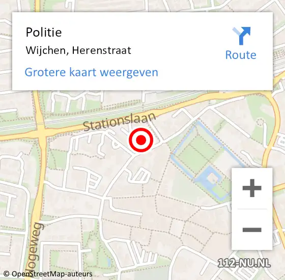 Locatie op kaart van de 112 melding: Politie Wijchen, Herenstraat op 14 december 2022 16:49