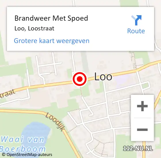 Locatie op kaart van de 112 melding: Brandweer Met Spoed Naar Loo, Loostraat op 14 december 2022 16:51