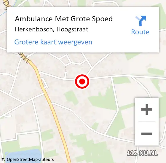 Locatie op kaart van de 112 melding: Ambulance Met Grote Spoed Naar Herkenbosch, Hoogstraat op 14 december 2022 16:58