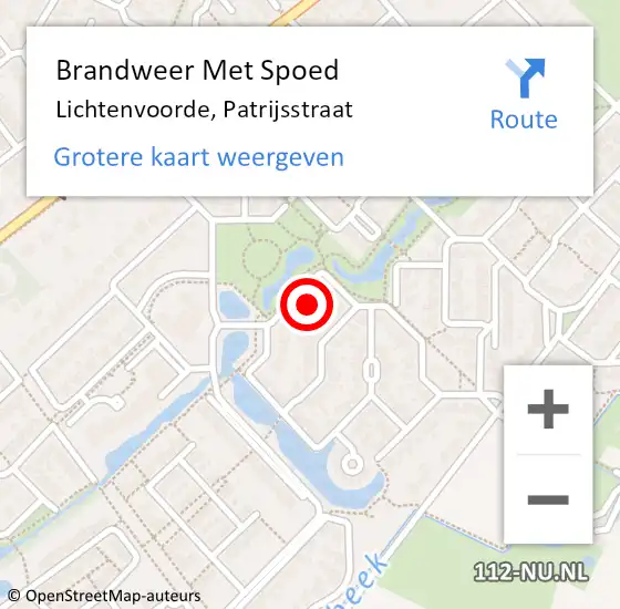 Locatie op kaart van de 112 melding: Brandweer Met Spoed Naar Lichtenvoorde, Patrijsstraat op 14 december 2022 17:00