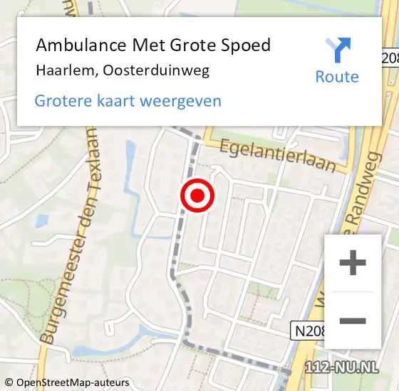 Locatie op kaart van de 112 melding: Ambulance Met Grote Spoed Naar Haarlem, Oosterduinweg op 14 december 2022 17:06