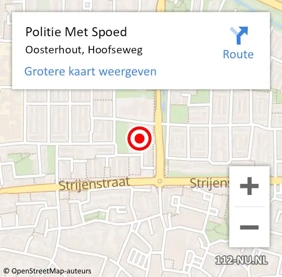 Locatie op kaart van de 112 melding: Politie Met Spoed Naar Oosterhout, Hoofseweg op 14 december 2022 17:13