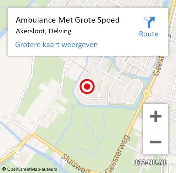 Locatie op kaart van de 112 melding: Ambulance Met Grote Spoed Naar Akersloot, Delving op 14 december 2022 17:14