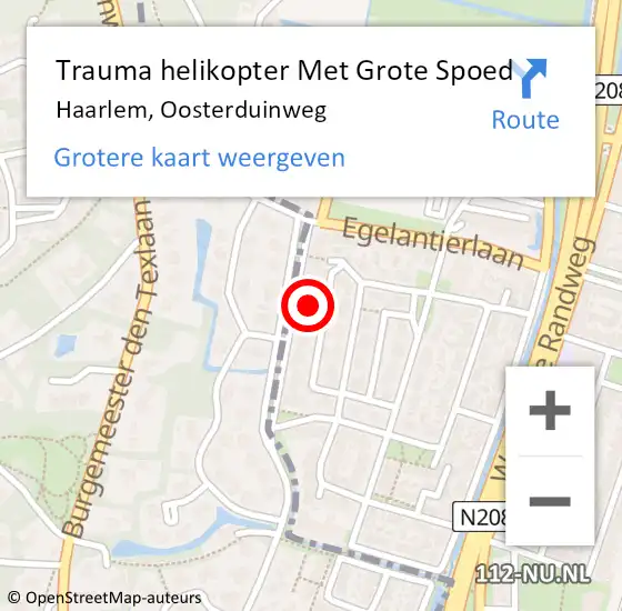 Locatie op kaart van de 112 melding: Trauma helikopter Met Grote Spoed Naar Haarlem, Oosterduinweg op 14 december 2022 17:19