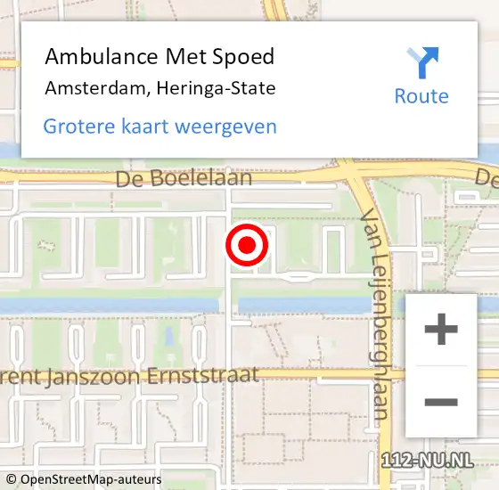 Locatie op kaart van de 112 melding: Ambulance Met Spoed Naar Amsterdam, Heringa-State op 14 december 2022 17:22