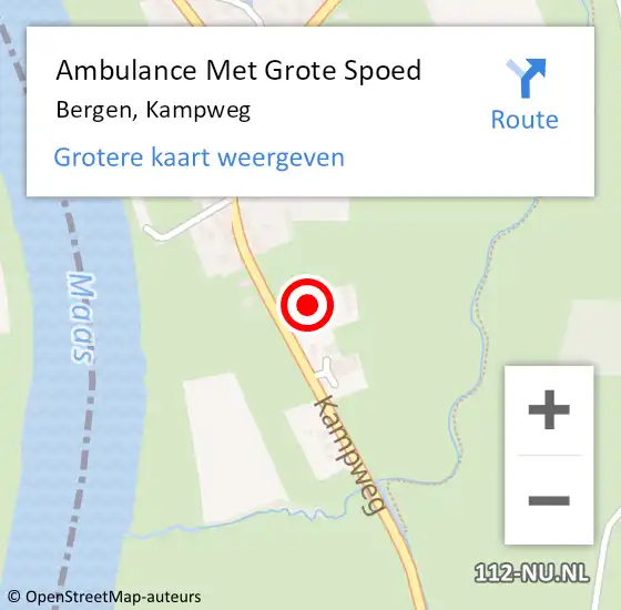 Locatie op kaart van de 112 melding: Ambulance Met Grote Spoed Naar Bergen, Kampweg op 14 december 2022 17:24