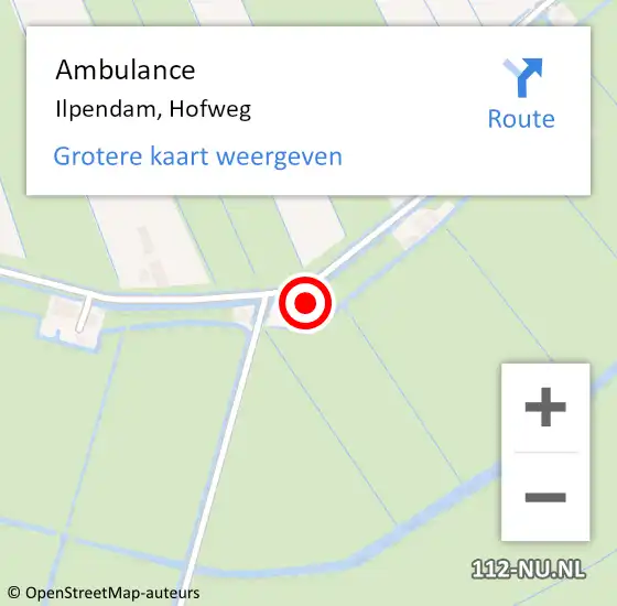 Locatie op kaart van de 112 melding: Ambulance Ilpendam, Hofweg op 14 december 2022 17:37