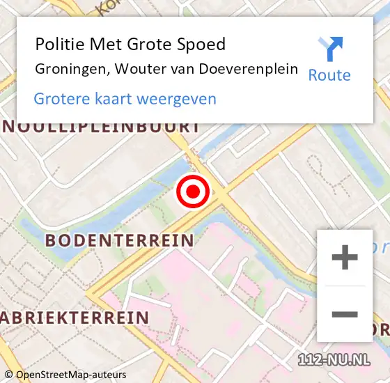 Locatie op kaart van de 112 melding: Politie Met Grote Spoed Naar Groningen, Wouter van Doeverenplein op 14 december 2022 17:44