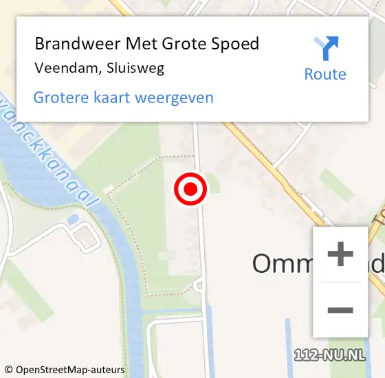 Locatie op kaart van de 112 melding: Brandweer Met Grote Spoed Naar Veendam, Sluisweg op 14 december 2022 17:54