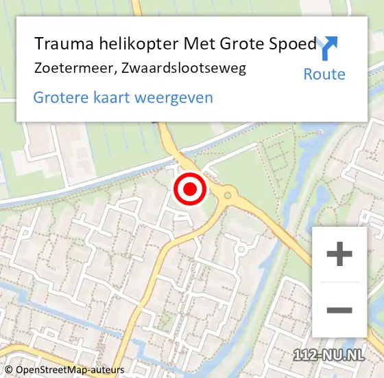 Locatie op kaart van de 112 melding: Trauma helikopter Met Grote Spoed Naar Zoetermeer, Zwaardslootseweg op 14 december 2022 18:22