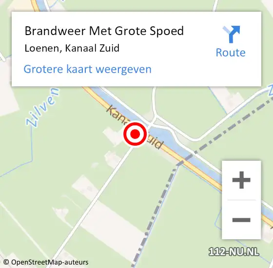 Locatie op kaart van de 112 melding: Brandweer Met Grote Spoed Naar Loenen, Kanaal Zuid op 14 december 2022 18:23