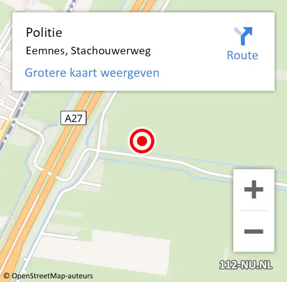 Locatie op kaart van de 112 melding: Politie Eemnes, Stachouwerweg op 14 december 2022 18:37