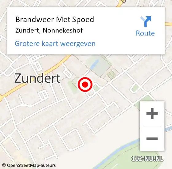 Locatie op kaart van de 112 melding: Brandweer Met Spoed Naar Zundert, Nonnekeshof op 14 december 2022 18:58