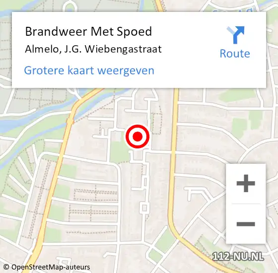 Locatie op kaart van de 112 melding: Brandweer Met Spoed Naar Almelo, J.G. Wiebengastraat op 14 december 2022 19:12