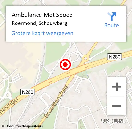 Locatie op kaart van de 112 melding: Ambulance Met Spoed Naar Roermond, Schouwberg op 14 december 2022 19:54