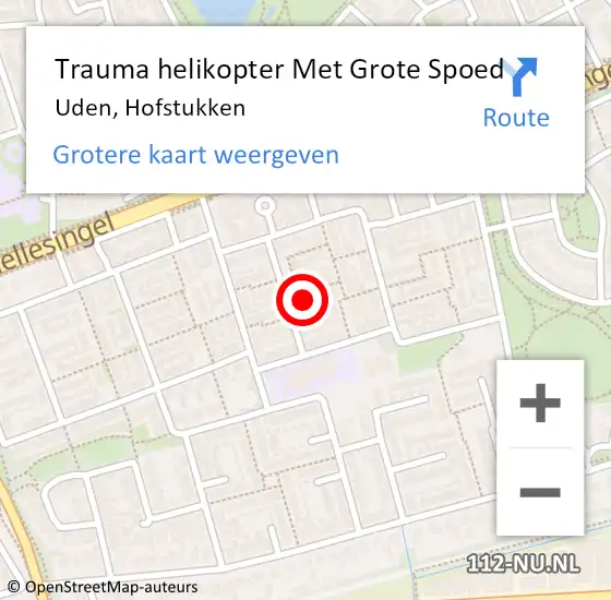 Locatie op kaart van de 112 melding: Trauma helikopter Met Grote Spoed Naar Uden, Hofstukken op 14 december 2022 20:13