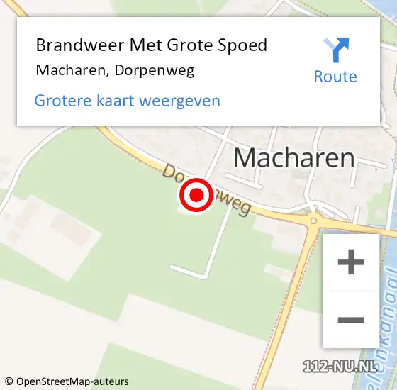Locatie op kaart van de 112 melding: Brandweer Met Grote Spoed Naar Macharen, Dorpenweg op 14 december 2022 20:22