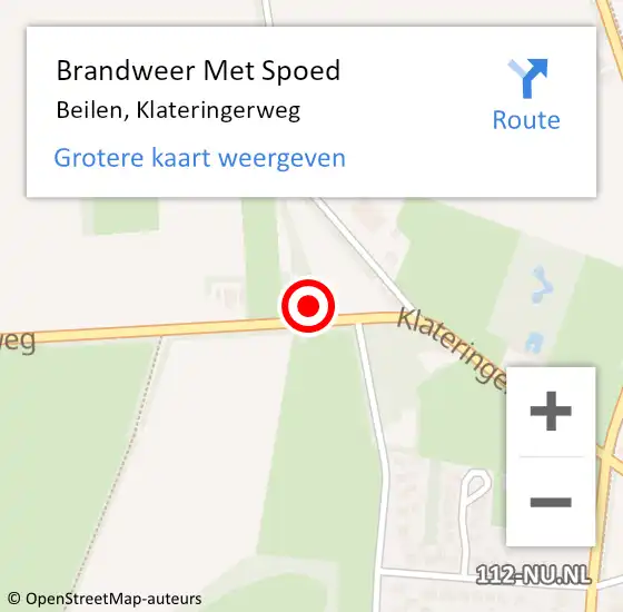 Locatie op kaart van de 112 melding: Brandweer Met Spoed Naar Beilen, Klateringerweg op 14 december 2022 20:33