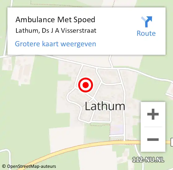 Locatie op kaart van de 112 melding: Ambulance Met Spoed Naar Lathum, Ds J A Visserstraat op 14 december 2022 20:34