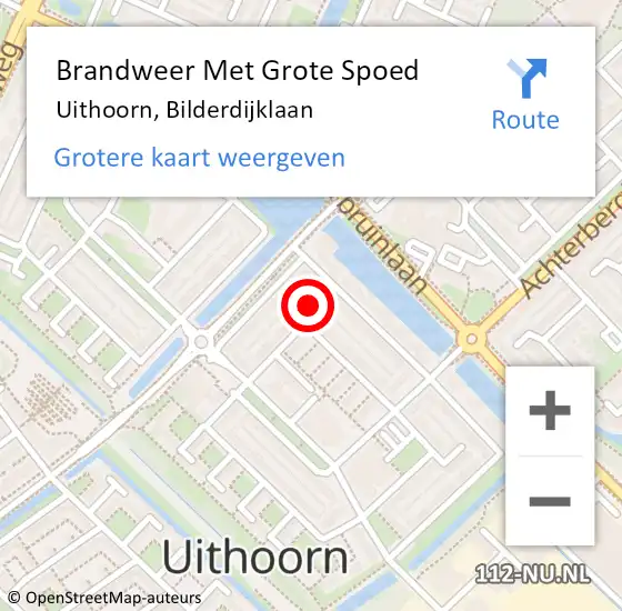 Locatie op kaart van de 112 melding: Brandweer Met Grote Spoed Naar Uithoorn, Bilderdijklaan op 14 december 2022 20:52