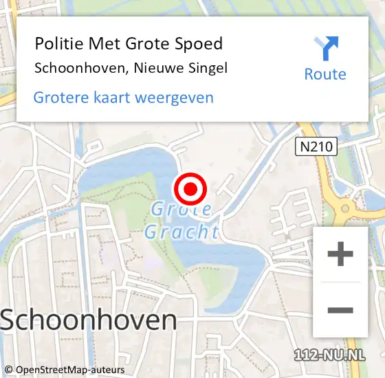 Locatie op kaart van de 112 melding: Politie Met Grote Spoed Naar Schoonhoven, Nieuwe Singel op 14 december 2022 20:59