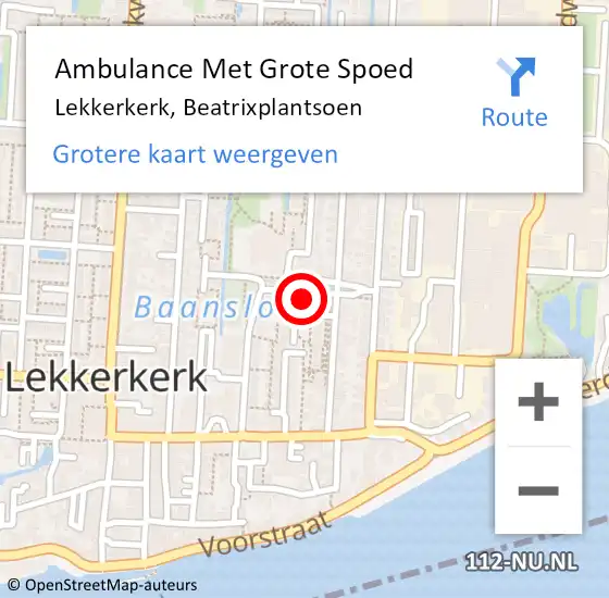 Locatie op kaart van de 112 melding: Ambulance Met Grote Spoed Naar Lekkerkerk, Beatrixplantsoen op 14 december 2022 21:06