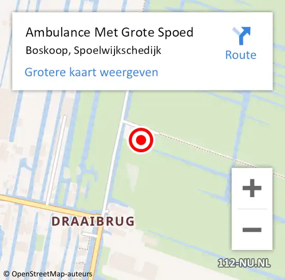 Locatie op kaart van de 112 melding: Ambulance Met Grote Spoed Naar Boskoop, Spoelwijkschedijk op 14 december 2022 21:08