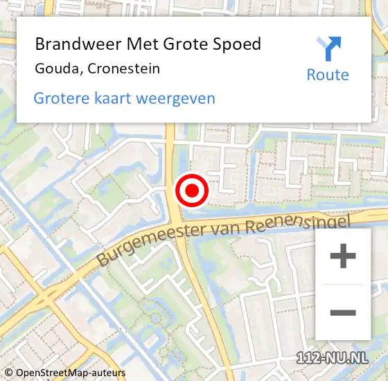 Locatie op kaart van de 112 melding: Brandweer Met Grote Spoed Naar Gouda, Cronestein op 14 december 2022 21:38