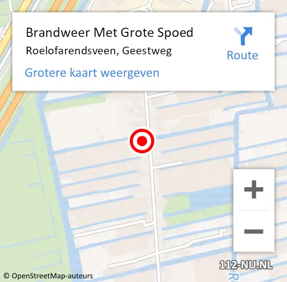 Locatie op kaart van de 112 melding: Brandweer Met Grote Spoed Naar Roelofarendsveen, Geestweg op 8 augustus 2014 12:07