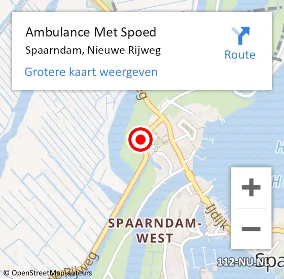 Locatie op kaart van de 112 melding: Ambulance Met Spoed Naar Spaarndam, Nieuwe Rijweg op 14 december 2022 21:43