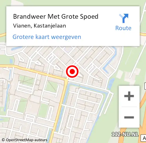 Locatie op kaart van de 112 melding: Brandweer Met Grote Spoed Naar Vianen, Kastanjelaan op 14 december 2022 21:49