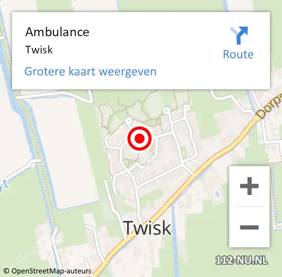 Locatie op kaart van de 112 melding: Ambulance Twisk op 14 december 2022 22:33