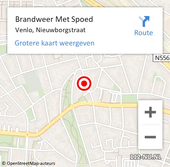 Locatie op kaart van de 112 melding: Brandweer Met Spoed Naar Venlo, Nieuwborgstraat op 14 december 2022 22:49