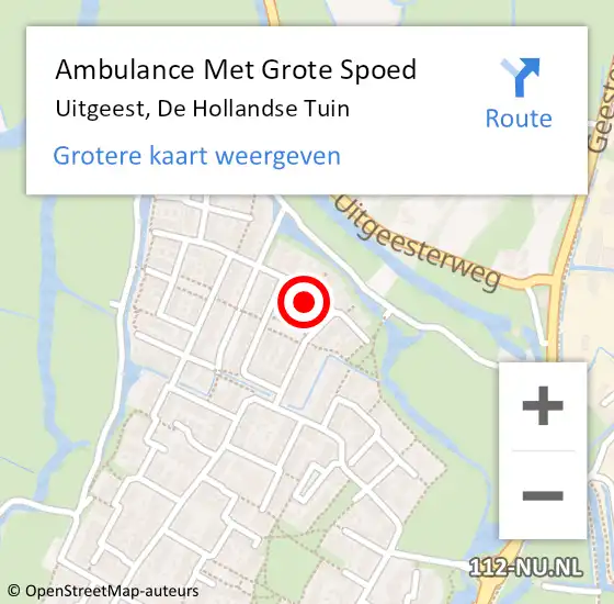 Locatie op kaart van de 112 melding: Ambulance Met Grote Spoed Naar Uitgeest, De Hollandse Tuin op 14 december 2022 23:09