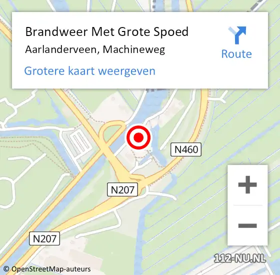 Locatie op kaart van de 112 melding: Brandweer Met Grote Spoed Naar Aarlanderveen, Machineweg op 14 december 2022 23:12