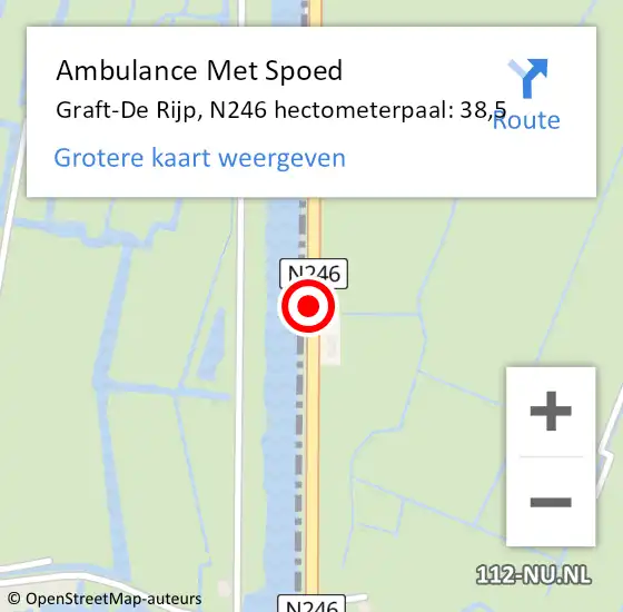 Locatie op kaart van de 112 melding: Ambulance Met Spoed Naar Alkmaar, N246 hectometerpaal: 38,5 op 15 december 2022 00:17