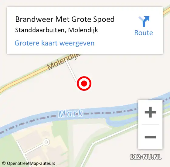 Locatie op kaart van de 112 melding: Brandweer Met Grote Spoed Naar Standdaarbuiten, Molendijk op 15 december 2022 00:22