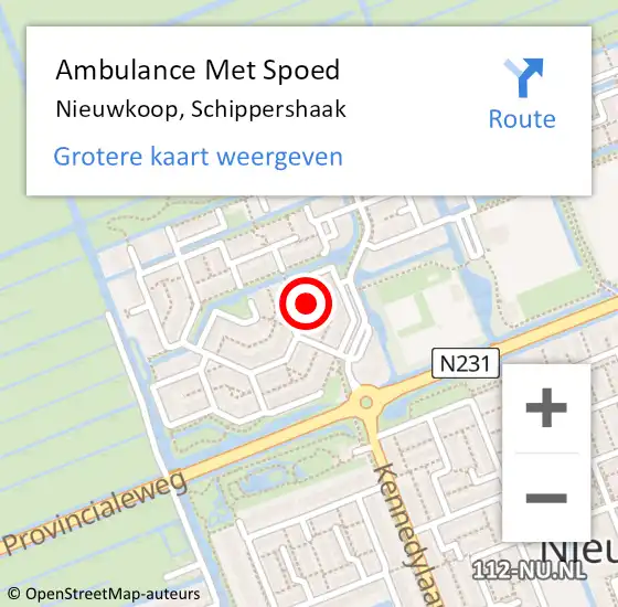 Locatie op kaart van de 112 melding: Ambulance Met Spoed Naar Nieuwkoop, Schippershaak op 15 december 2022 01:18