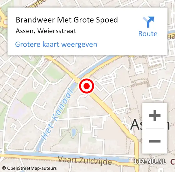 Locatie op kaart van de 112 melding: Brandweer Met Grote Spoed Naar Assen, Weiersstraat op 15 december 2022 01:58