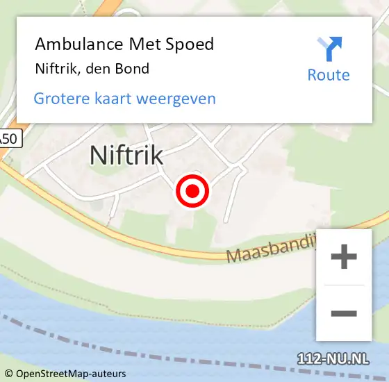 Locatie op kaart van de 112 melding: Ambulance Met Spoed Naar Niftrik, den Bond op 15 december 2022 02:09