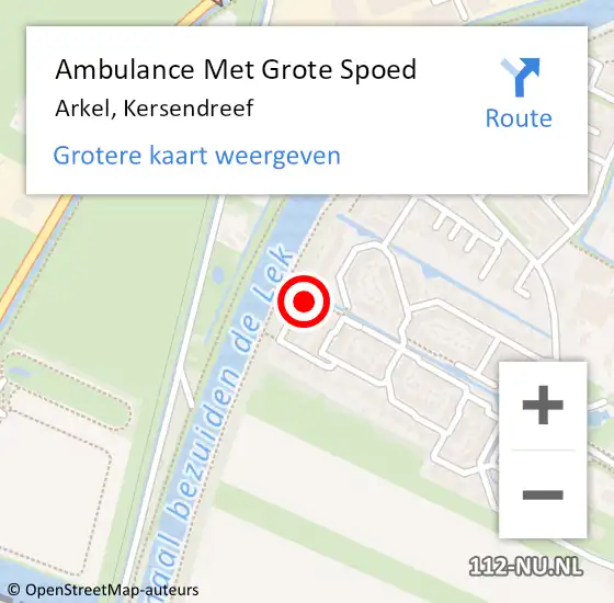 Locatie op kaart van de 112 melding: Ambulance Met Grote Spoed Naar Arkel, Kersendreef op 8 augustus 2014 12:24