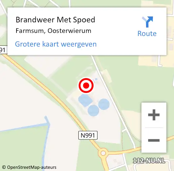 Locatie op kaart van de 112 melding: Brandweer Met Spoed Naar Farmsum, Oosterwierum op 15 december 2022 02:25